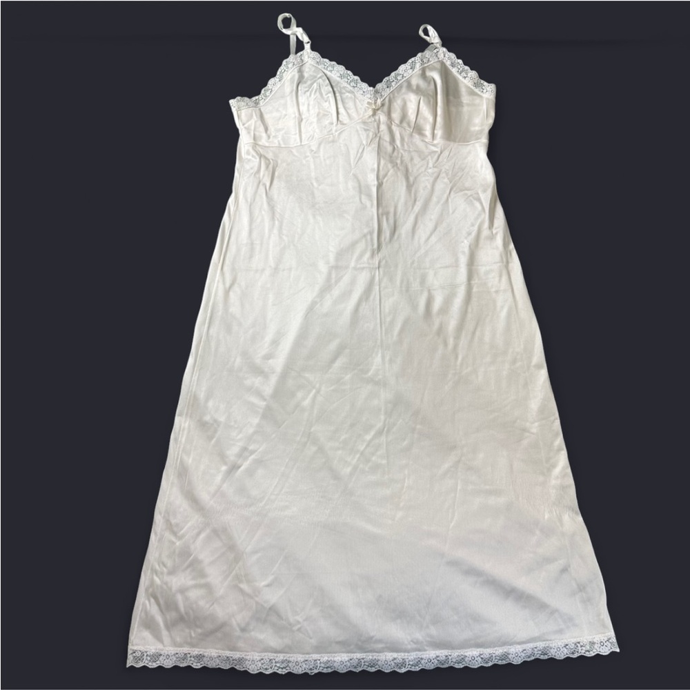 Leggs vintage white satin slip dress